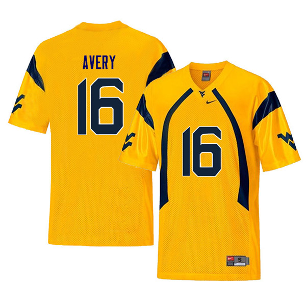NCAA Men's Toyous Avery West Virginia Mountaineers Yellow #16 Nike Stitched Football College Retro Authentic Jersey NZ23J14BJ